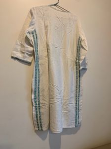 Pure Cotton White Kurti Light Embroidered