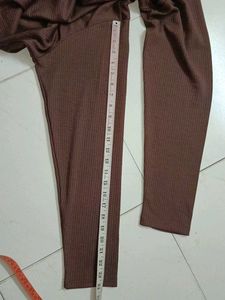 Brown Ribbed Long Sleeve Top