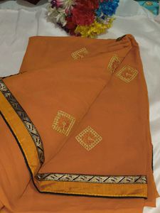 Designer Orange &amp; Navy Saree with blouse