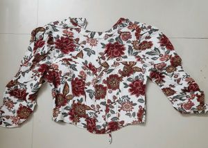 Corset Style Floral Crop Top