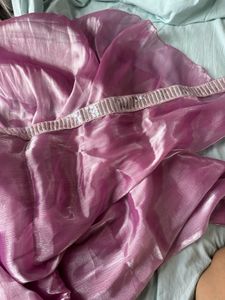 Beautiful Lavender Silk Saree with Silver Border