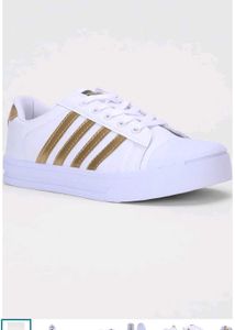 sparx Stylish White & Gold Sneakers