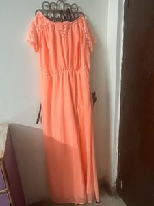 Peach Lace Short Dress