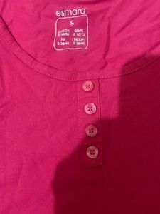 Pink Sleeveless Henley Top