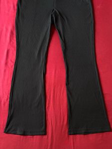 H&amp;M Black Ribbed Flare Pants