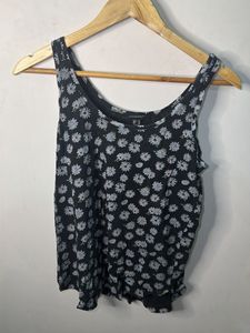 Black Floral Print Tank Top