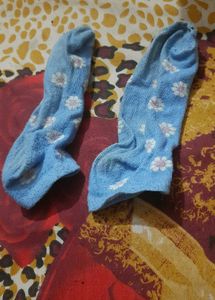 Cute Floral Baby Blue Socks