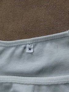 Ribbed Square Neck White Crop Top