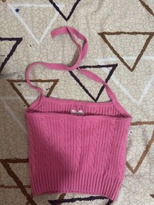Chic Pink Cropped Knit Tank Top