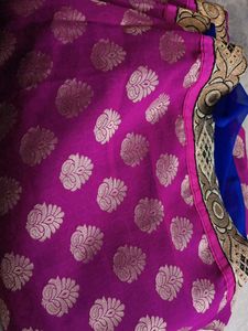 Royal Blue &amp; 🩷 💙 pink Embroidered Saree