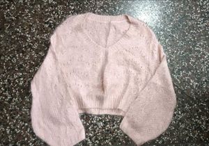 Soft Pink  V-Neck Sweater