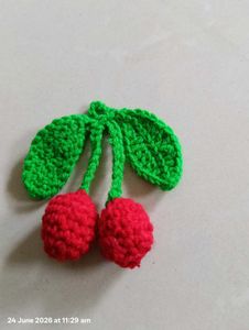 crochet cherry keychain