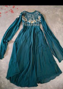 Elegant Teal Embroidered Anarkali Gown