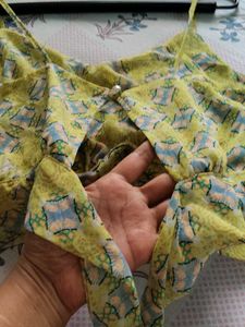 Yellow Printed Crop Top