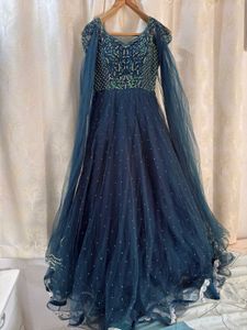 Blue Heavy Flare Handwork Gown