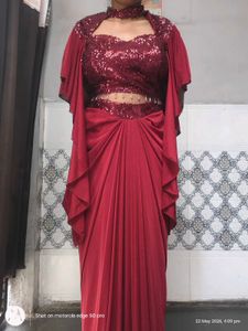 stylish draped skirt with sequence top 😍