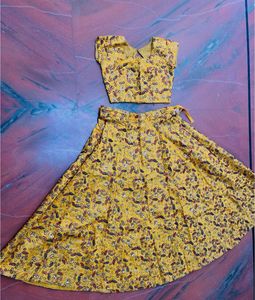 Yellow Printed Lehenga Choli Set