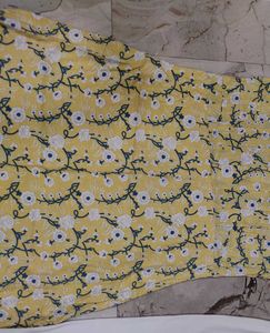 Yellow Floral Kurta with White Pants Set