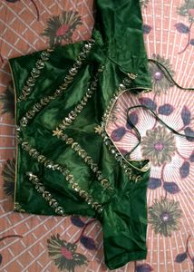Elegant Floral Print Green Lehenga Set