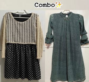 crochet top & green kurta combo