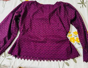 Vibrant Purple Embroidered Blouse