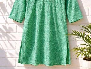 Green Printed Kurta