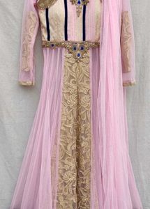 Elegant Pink &amp; Gold Embroidered Bridal Set