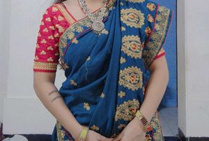 Beautiful Blue Embroidered Saree