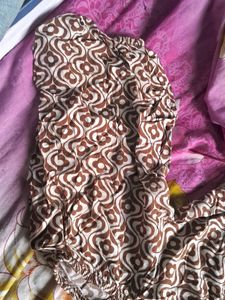 Brown Geometric Print Smocked Top