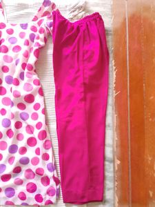Pink Polka Dot Kurta with Pants