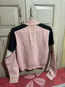Pink &amp; Black Colorblock Quarter Zip Sweatshirt