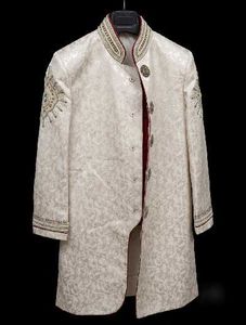 Men's Sherwani Jacket - Cream Brocade