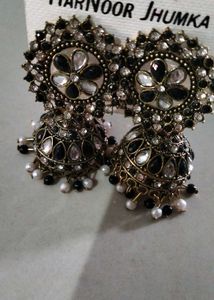 Black Zercon stone work jhumki