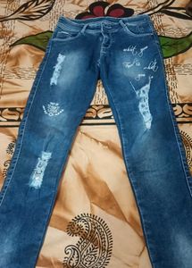 Stylish Ripped Blue Denim Jeans