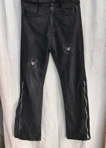 9249. Spider Embroidered Black Jeans
