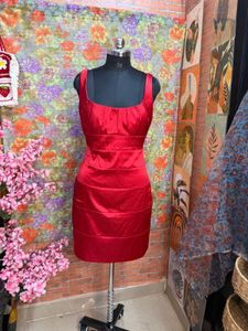 Stunning Red Satin Bodycon Dress