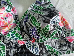 Vibrant Tropical Print Bikini Top