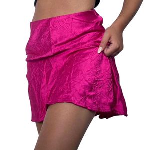 Hot Pink Crinkled Zara Mini Skirt