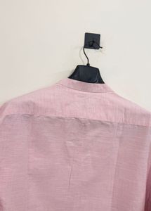 Men's Pink Mandarin Collar Shirt