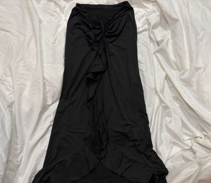 y2k Black Maxi Skirt with Ruffles