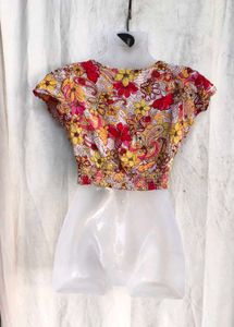 Boho Floral Twist Crop Top