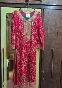 Eba LifeStyle Pink Embroidered Straight Kurta Set