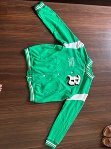 H&M Unisex Green Varsity Bomber Jacket
