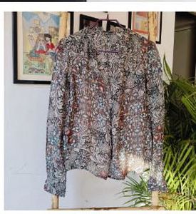 Sheer Floral Print Long Sleeve Top