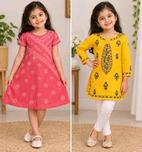 Vibrant Yellow Lucknow Chikan & Kantha work Kurta