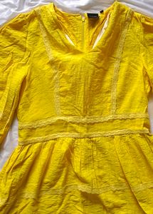 Rareism Yellow Tiered Mini Dress