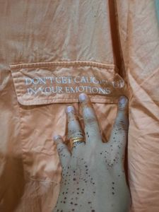 Peach Oversized Button-Up Shirt
