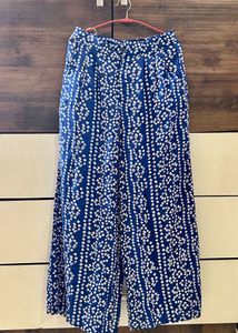 💙 Blue Print High-Waist Wide-Leg Palazzo Pants