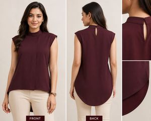Elegant Sleeveless Mock Neck Top