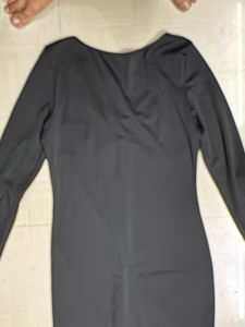 Chic Black Long Sleeve Corset Dress